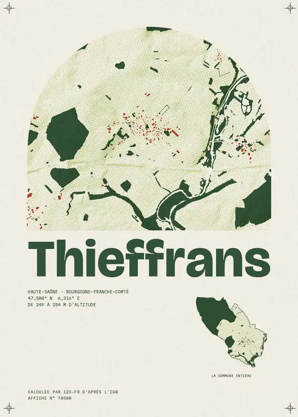 Affiche de Thieffrans, calculée par 123-fr d'après l'IGN