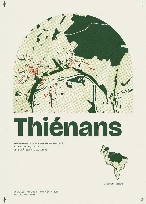 Affiche de Thiénans, calculée par 123-fr d'après l'IGN