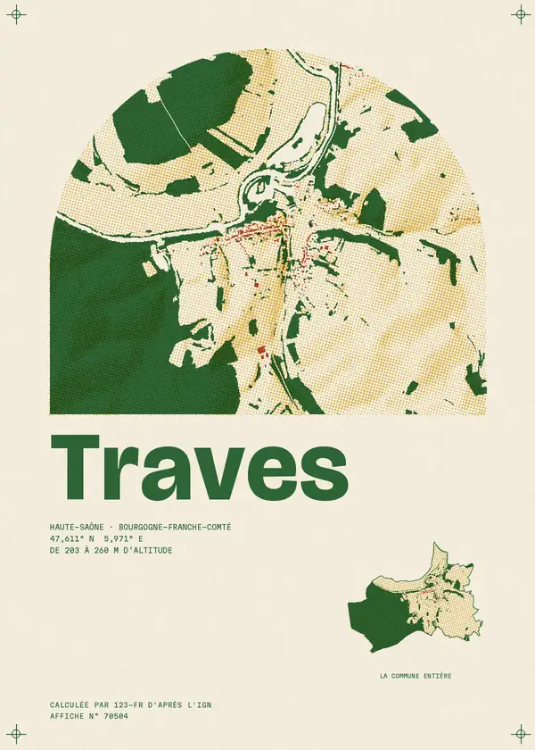 Affiche de Traves, calculée par 123-fr d'après l'IGN