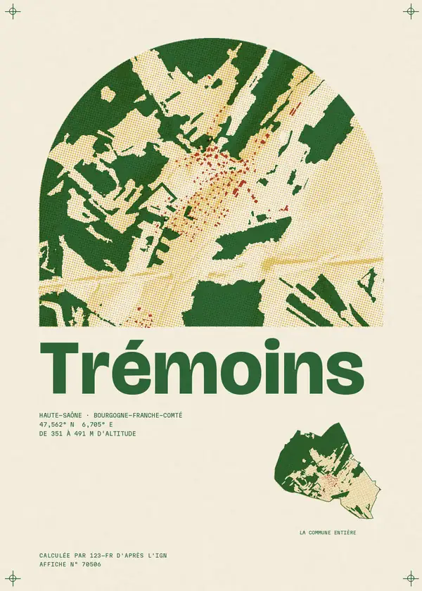 Affiche de Trémoins, calculée par 123-fr d'après l'IGN