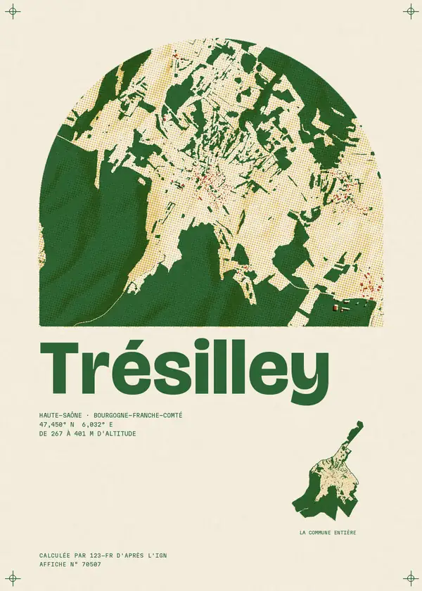 Affiche de Trésilley, calculée par 123-fr d'après l'IGN