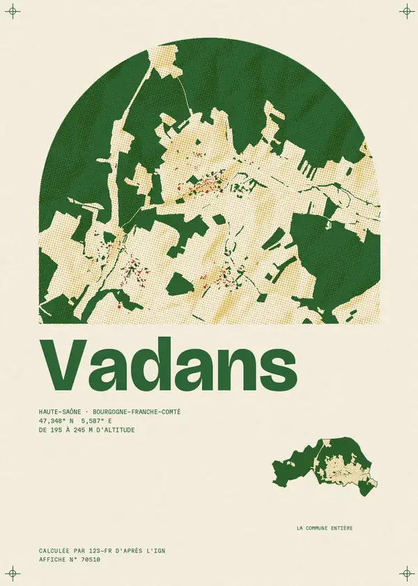Affiche de Vadans, calculée par 123-fr d'après l'IGN