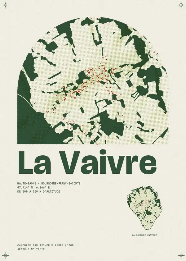 Affiche de La Vaivre, calculée par 123-fr d'après l'IGN