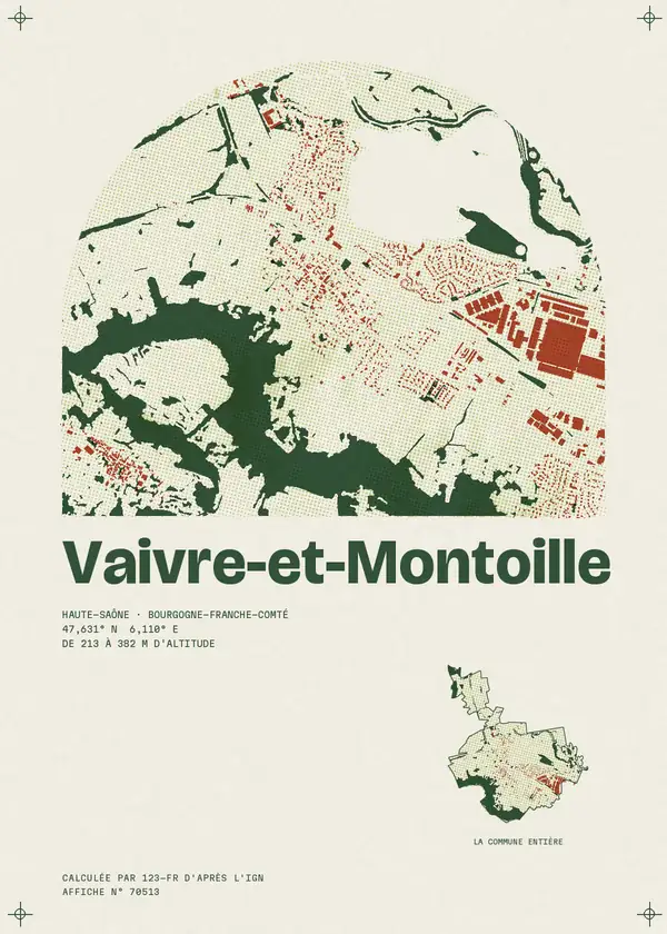 Affiche de Vaivre-et-Montoille, calculée par 123-fr d'après l'IGN