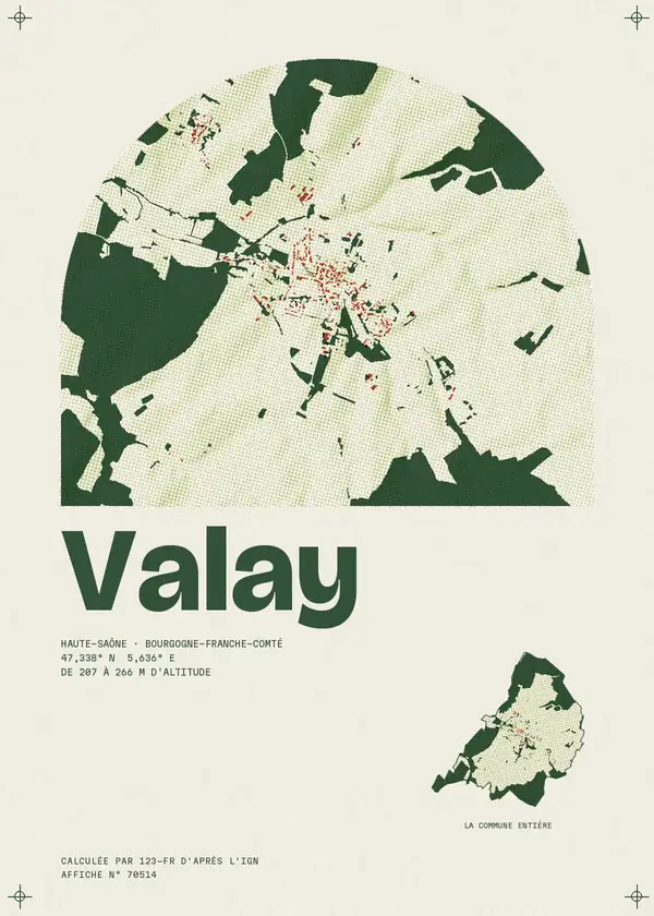 Affiche de Valay, calculée par 123-fr d'après l'IGN