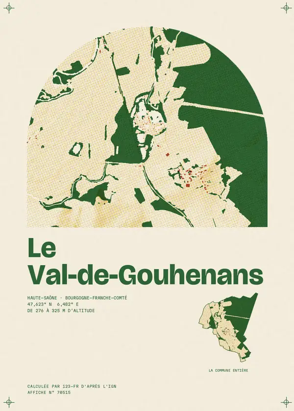 Affiche de Le Val-de-Gouhenans, calculée par 123-fr d'après l'IGN