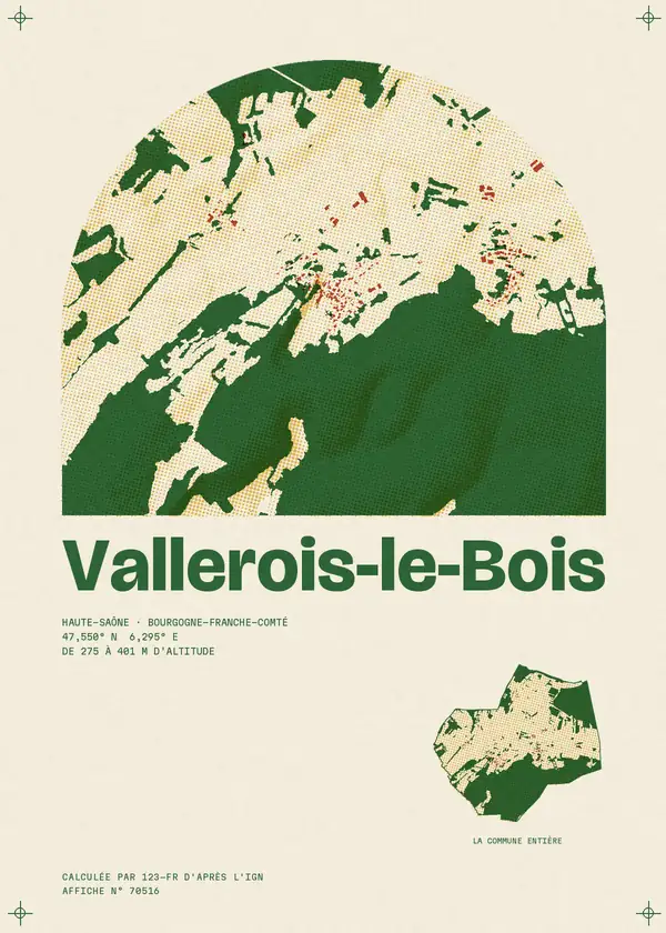 Affiche de Vallerois-le-Bois, calculée par 123-fr d'après l'IGN