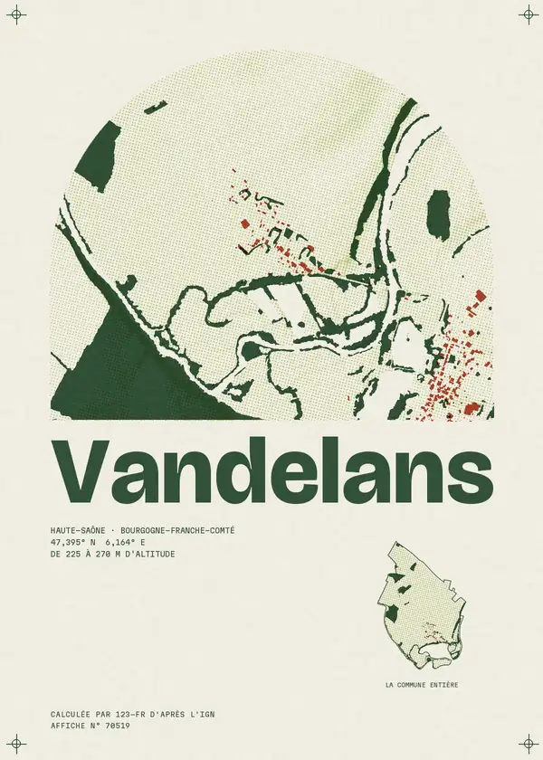 Affiche de Vandelans, calculée par 123-fr d'après l'IGN