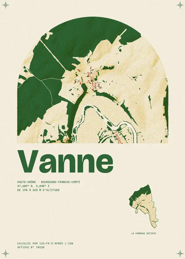 Affiche de Vanne, calculée par 123-fr d'après l'IGN