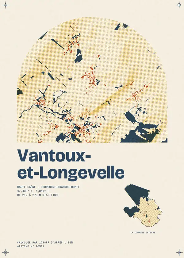 Affiche de Vantoux-et-Longevelle, calculée par 123-fr d'après l'IGN