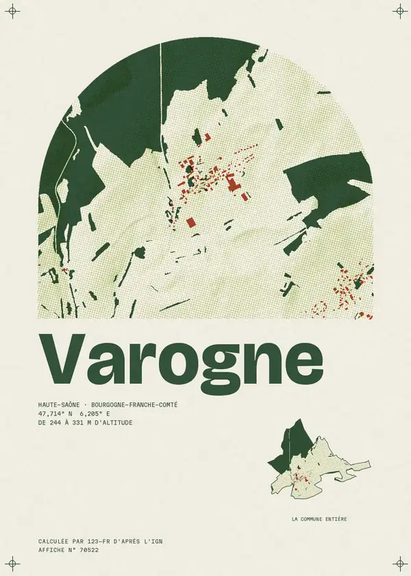 Affiche de Varogne, calculée par 123-fr d'après l'IGN