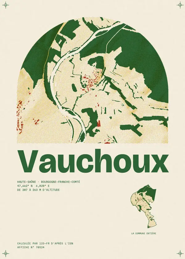 Affiche de Vauchoux, calculée par 123-fr d'après l'IGN