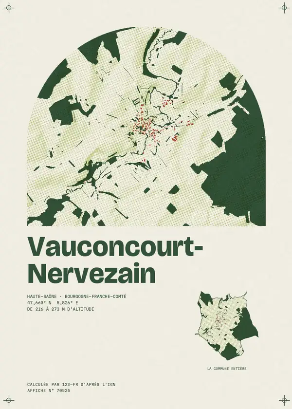 Affiche de Vauconcourt-Nervezain, calculée par 123-fr d'après l'IGN