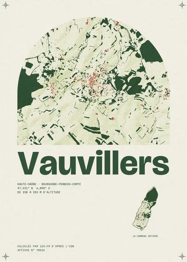 Affiche de Vauvillers, calculée par 123-fr d'après l'IGN