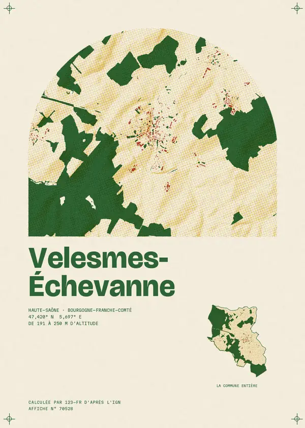 Affiche de Velesmes-Échevanne, calculée par 123-fr d'après l'IGN