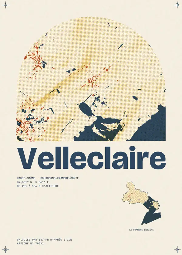 Affiche de Velleclaire, calculée par 123-fr d'après l'IGN