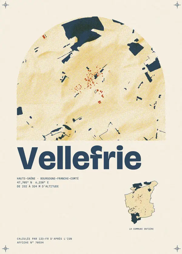 Affiche de Vellefrie, calculée par 123-fr d'après l'IGN