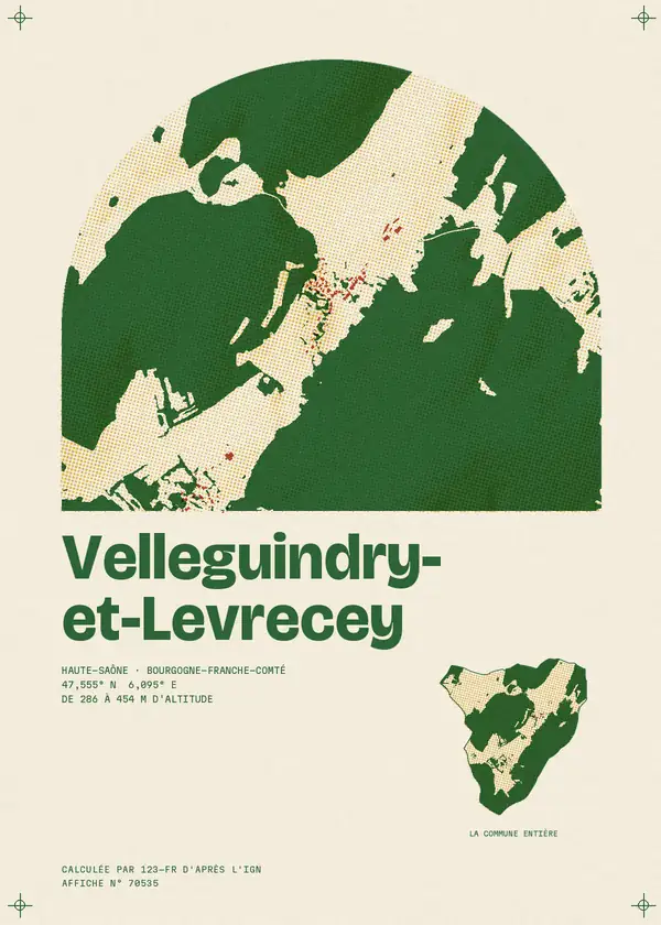 Affiche de Velleguindry-et-Levrecey, calculée par 123-fr d'après l'IGN