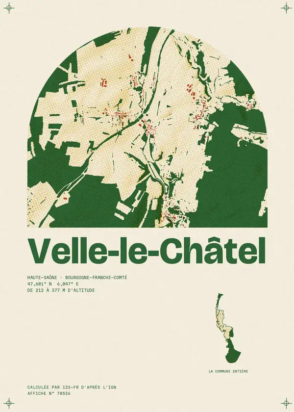 Affiche de Velle-le-Châtel, calculée par 123-fr d'après l'IGN