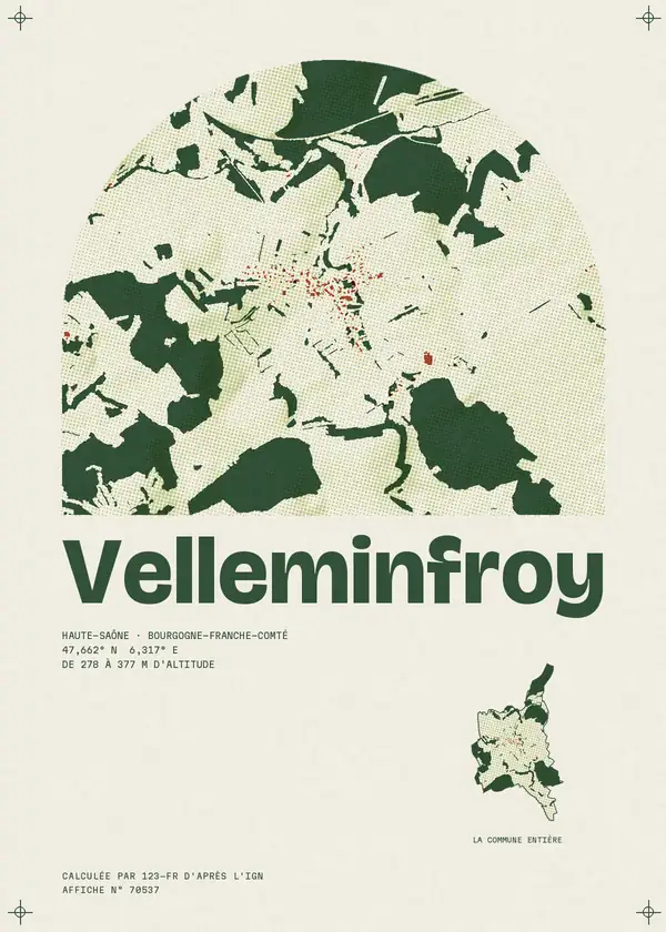 Affiche de Velleminfroy, calculée par 123-fr d'après l'IGN