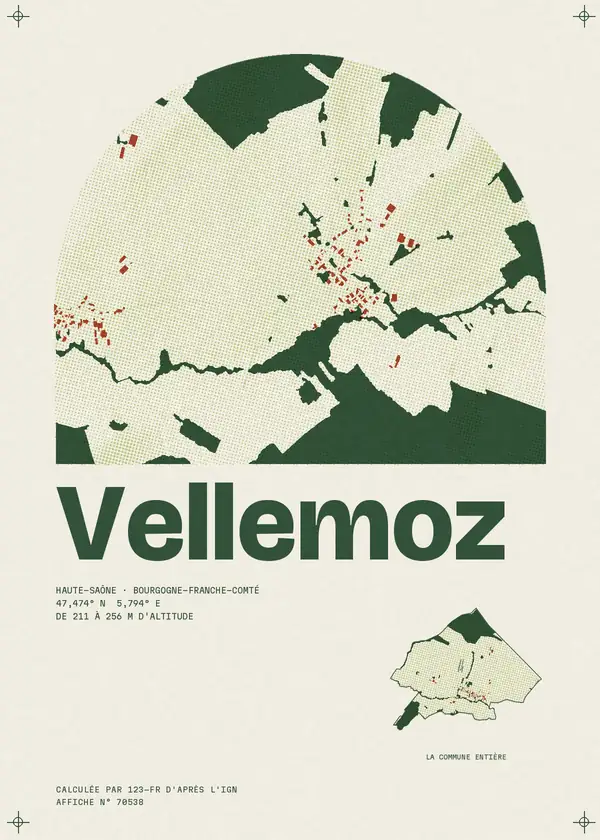 Affiche de Vellemoz, calculée par 123-fr d'après l'IGN