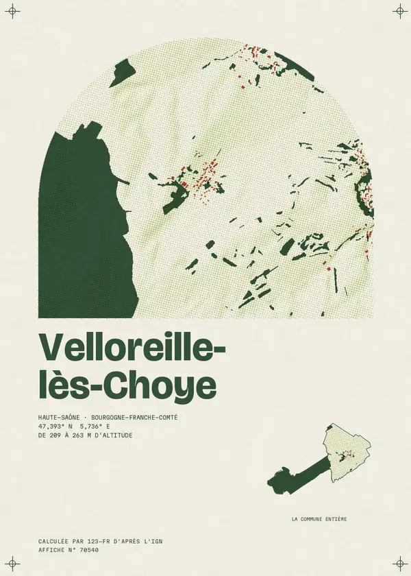 Affiche de Velloreille-lès-Choye, calculée par 123-fr d'après l'IGN
