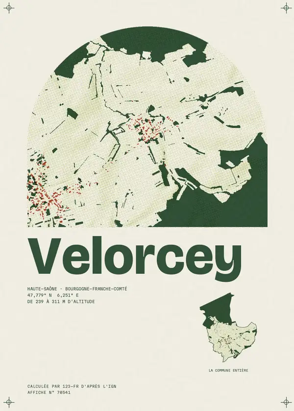 Affiche de Velorcey, calculée par 123-fr d'après l'IGN