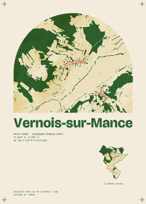 Affiche de Vernois-sur-Mance, calculée par 123-fr d'après l'IGN