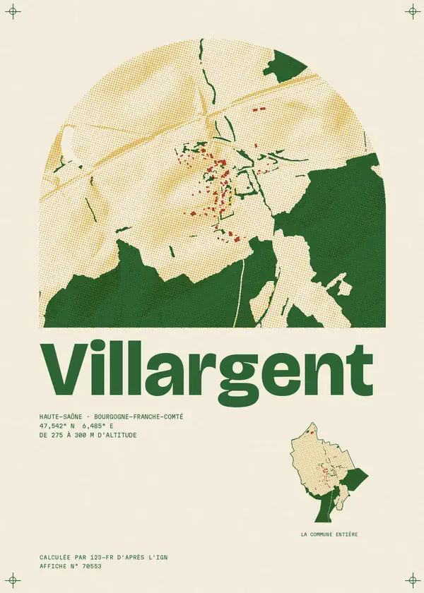 Affiche de Villargent, calculée par 123-fr d'après l'IGN