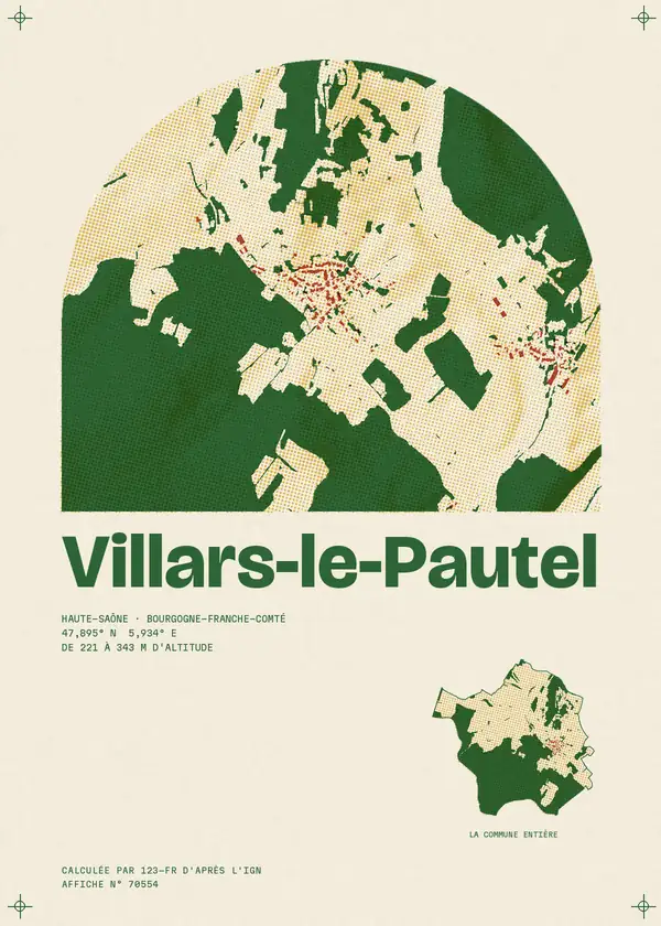 Affiche de Villars-le-Pautel, calculée par 123-fr d'après l'IGN