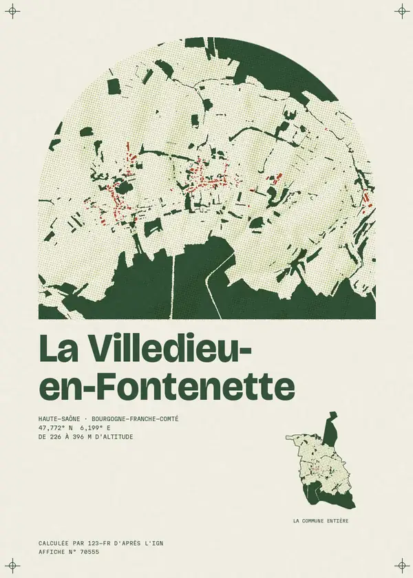 Affiche de La Villedieu-en-Fontenette, calculée par 123-fr d'après l'IGN