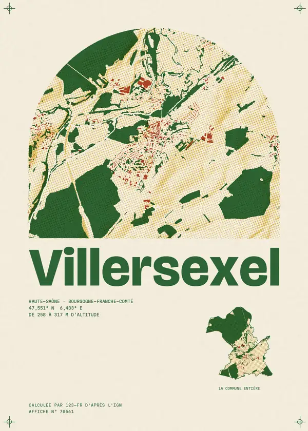 Affiche de Villersexel, calculée par 123-fr d'après l'IGN