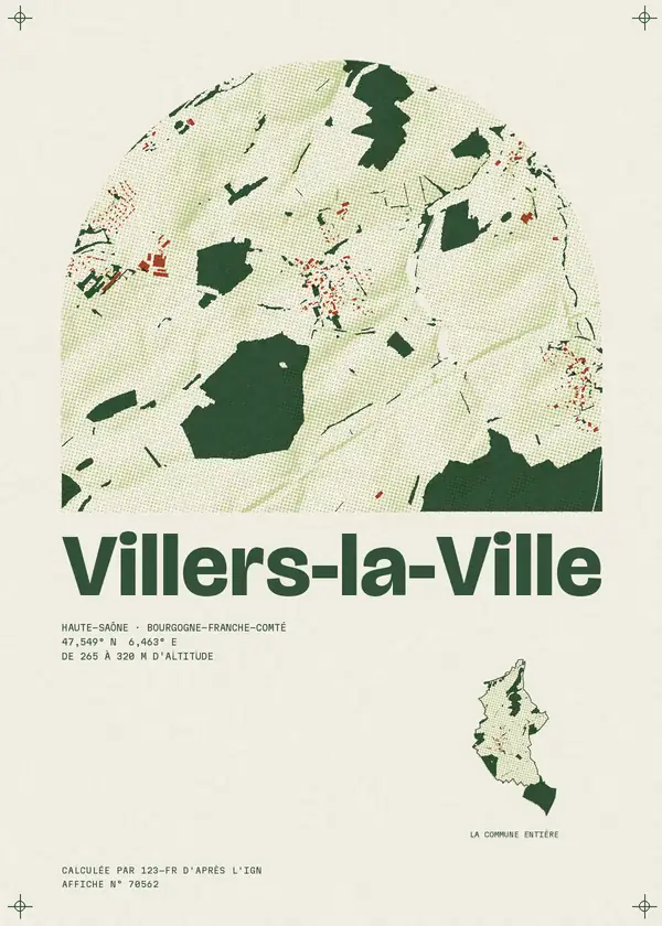 Affiche de Villers-la-Ville, calculée par 123-fr d'après l'IGN