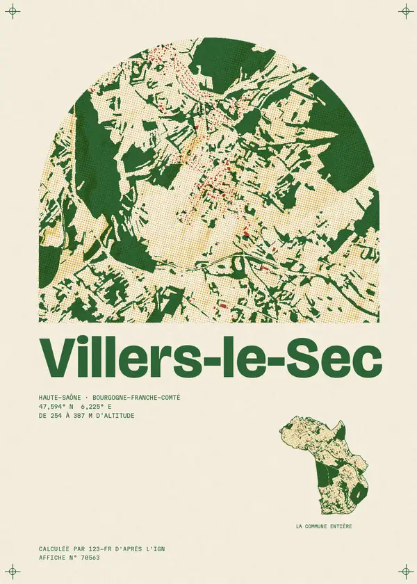 Affiche de Villers-le-Sec, calculée par 123-fr d'après l'IGN
