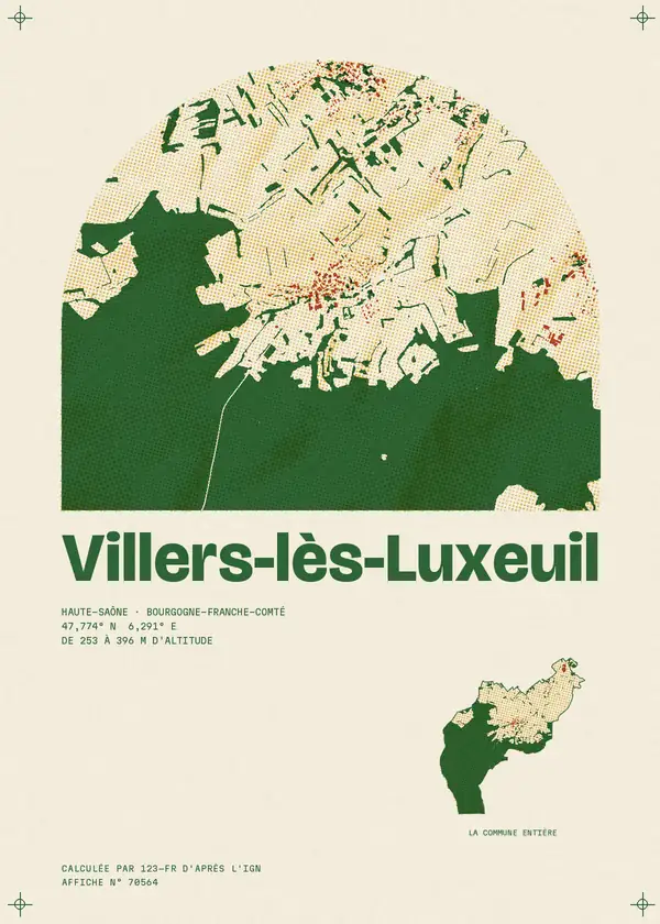 Affiche de Villers-lès-Luxeuil, calculée par 123-fr d'après l'IGN
