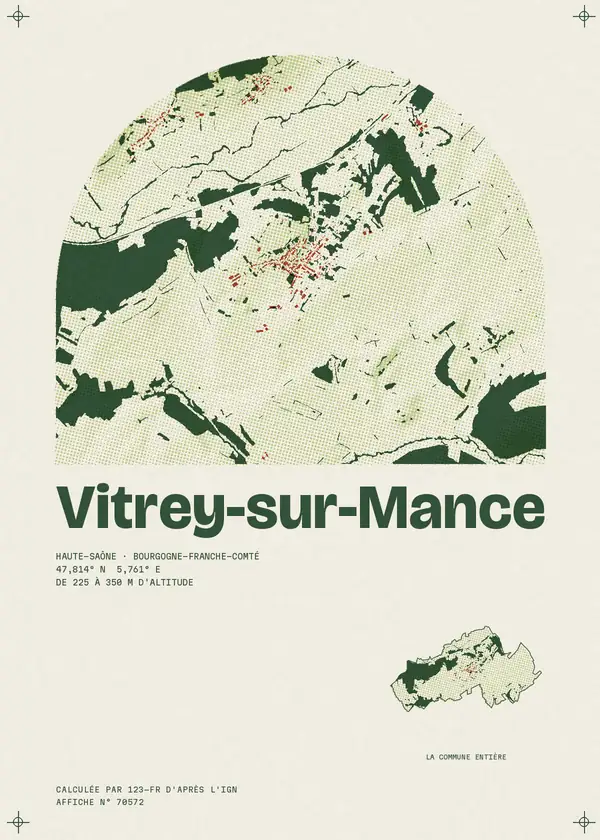 Affiche de Vitrey-sur-Mance, calculée par 123-fr d'après l'IGN