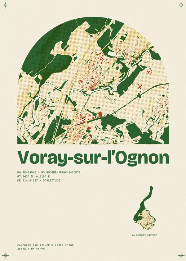 Affiche de Voray-sur-l'Ognon, calculée par 123-fr d'après l'IGN