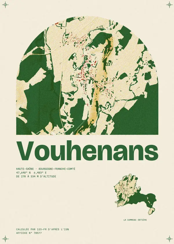 Affiche de Vouhenans, calculée par 123-fr d'après l'IGN