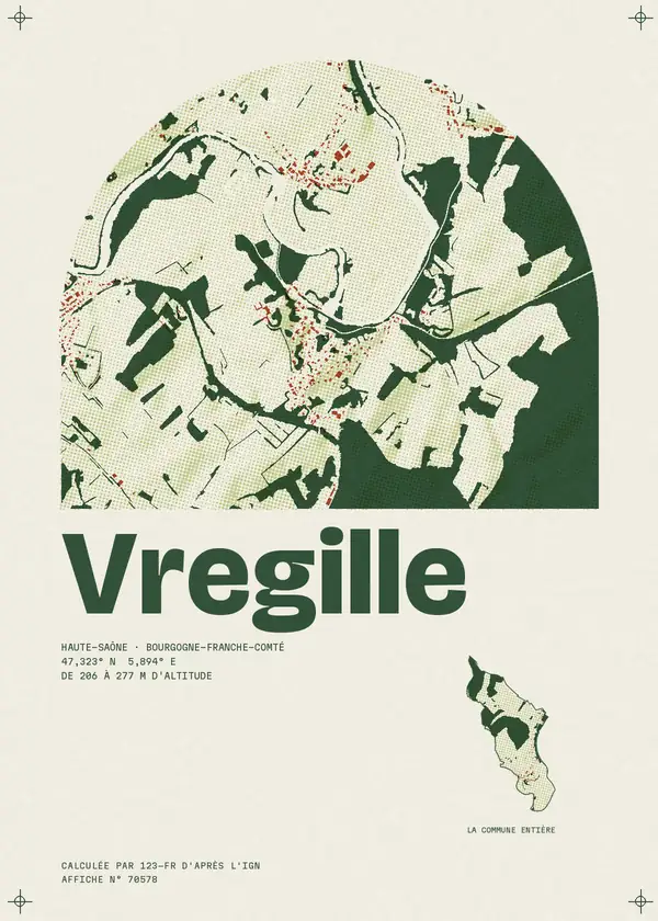 Affiche de Vregille, calculée par 123-fr d'après l'IGN