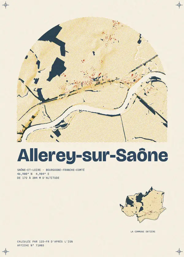 Affiche de Allerey-sur-Saône, calculée par 123-fr d'après l'IGN