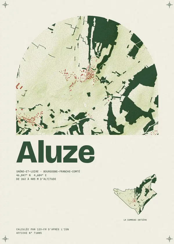 Affiche de Aluze, calculée par 123-fr d'après l'IGN