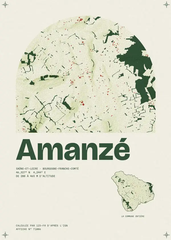 Affiche de Amanzé, calculée par 123-fr d'après l'IGN