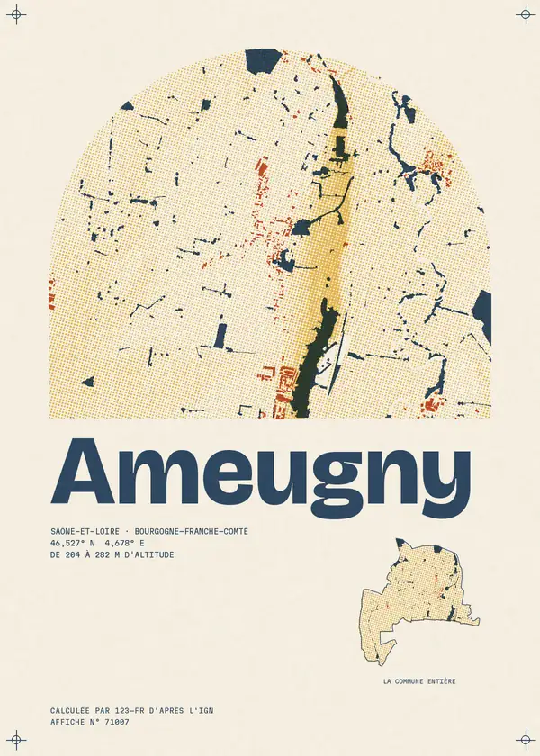 Affiche de Ameugny, calculée par 123-fr d'après l'IGN