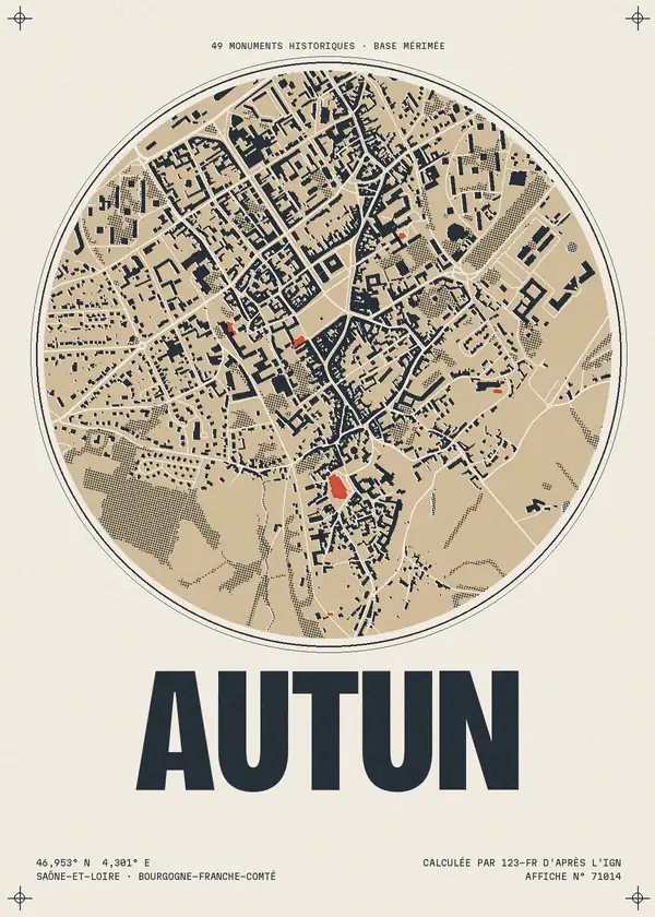 Affiche de Autun, calculée par 123-fr d'après l'IGN