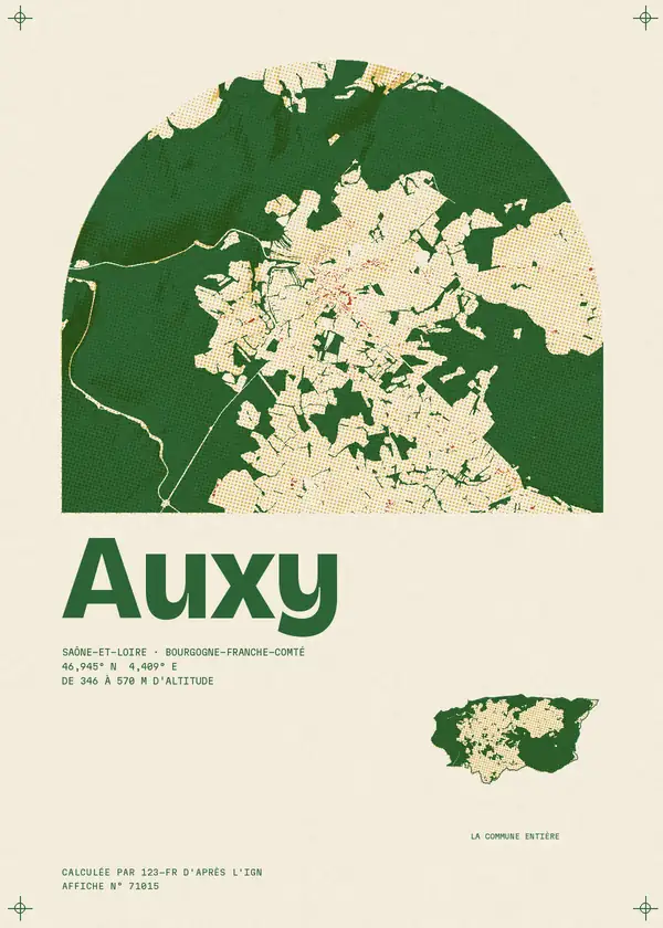 Affiche de Auxy, calculée par 123-fr d'après l'IGN