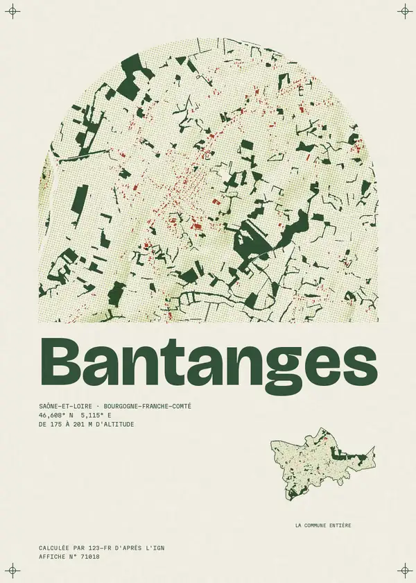 Affiche de Bantanges, calculée par 123-fr d'après l'IGN