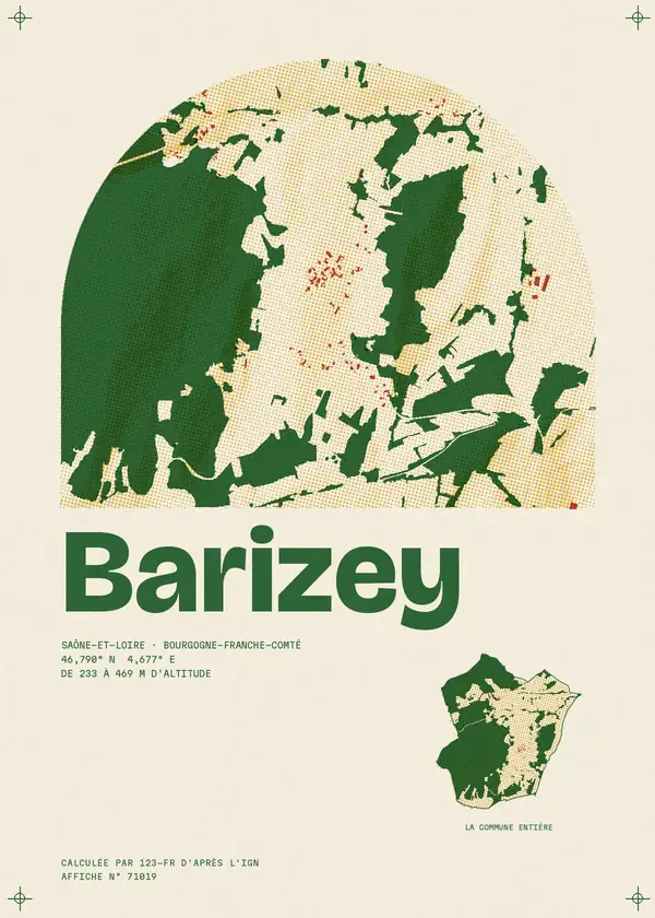 Affiche de Barizey, calculée par 123-fr d'après l'IGN