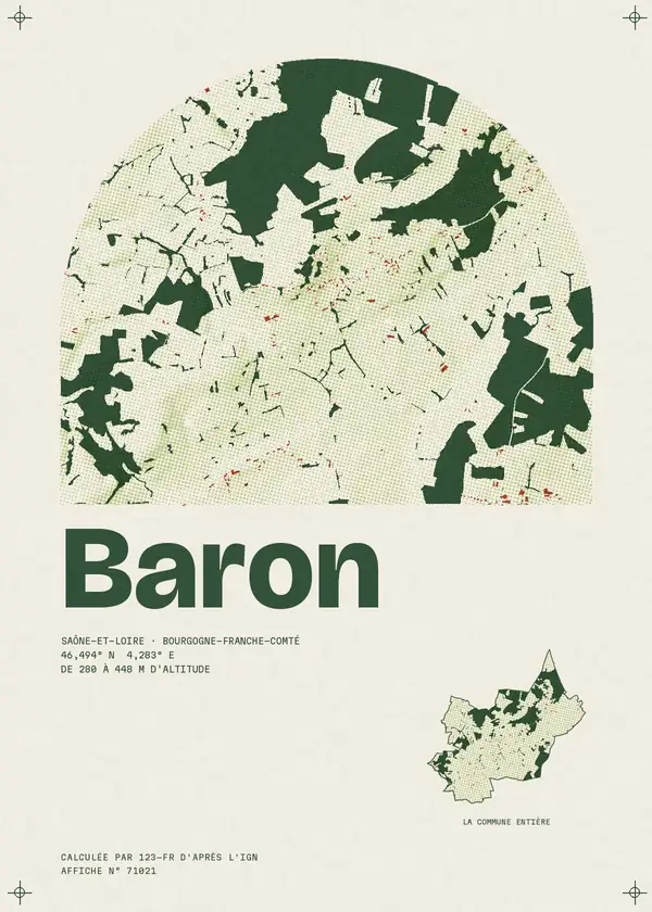 Affiche de Baron, calculée par 123-fr d'après l'IGN