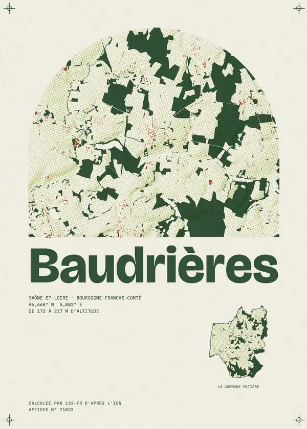 Affiche de Baudrières, calculée par 123-fr d'après l'IGN