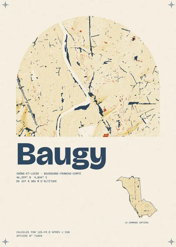 Affiche de Baugy, calculée par 123-fr d'après l'IGN